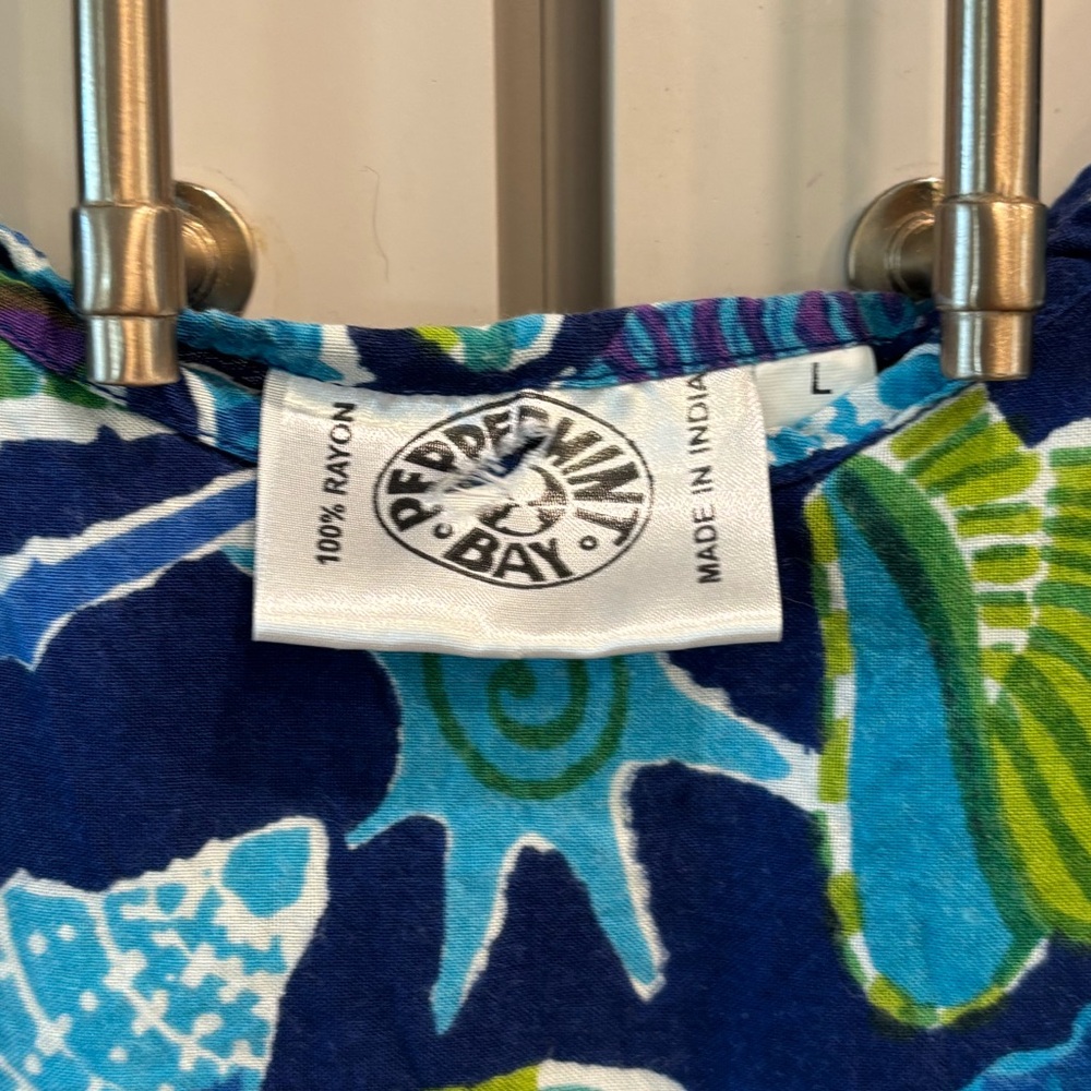 Blue Shell-Print Midi Slip Dress - Picture 3 of 4